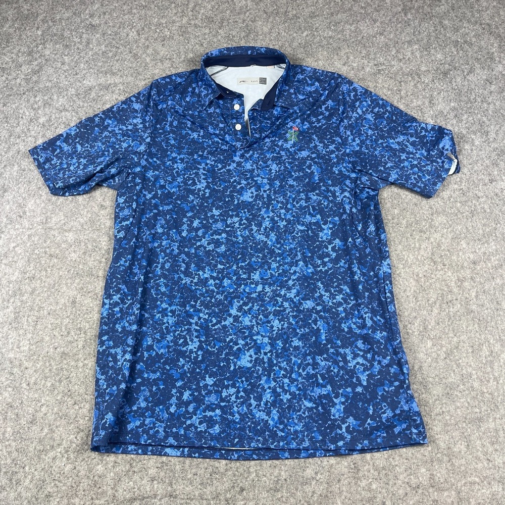 Kjus Polo Shirt Men Medium Blue Camouflage Augusta National 13th Hole